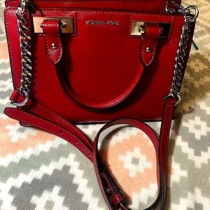 Michael Kors NWT Cherry Leather Satchel with Crossbody Chain Strap
